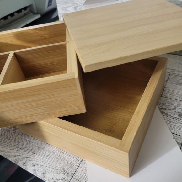 Brightroom Square Swivel Hinge Bamboo Countertop Organizer 6x6x4 - Picture 3 of 6